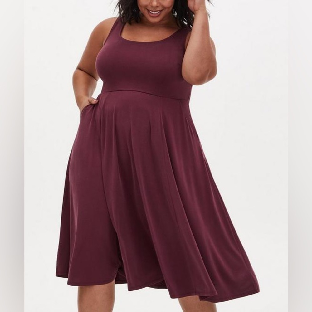 TORRID Wine Studio Cupro Midi Dress Womens Plus Size 3X - Picture 1 of 8